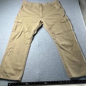 Wrangler Fleece-Lined Cargo Relaxed Pants Mens 42x30 Brown Tan Outdoor 112359657